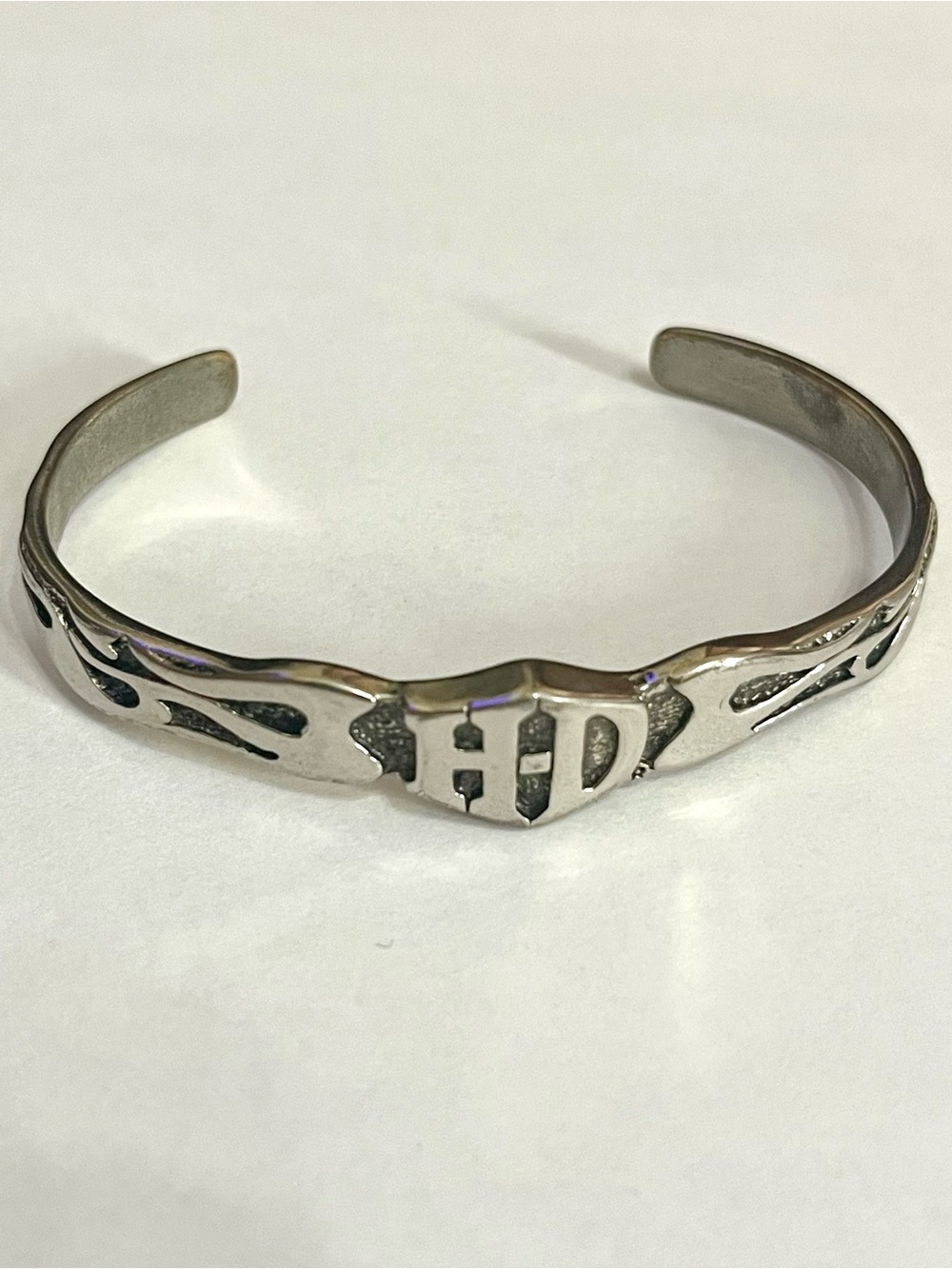 Vtg Harley Davidson HD cuff bracelet flames biker feminine emblem